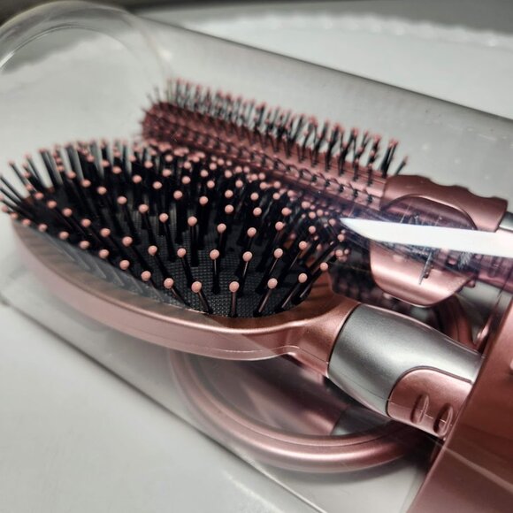 NEW SET OF 2 Bundle 5-Piece Hairbrush Brush Hand Mirror Beauty Brushes Pink Hair - Picture 3 of 7